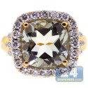 18K Yellow Gold 6.06 ct Green Amethyst Diamond Womens Ring