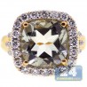 18K Yellow Gold 6.06 ct Green Amethyst Diamond Womens Ring
