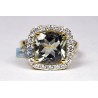 18K Yellow Gold 6.06 ct Green Amethyst Diamond Womens Ring