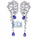 18K White Gold 8.95 ct Diamond Tanzanite Womens Earrings