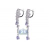 Womens Diamond Tanzanite Dangle Earrings 18K White Gold 8.95 ct