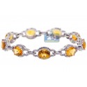 14K White Gold 22.94 ct Citrine Diamond Womens Halo Bracelet