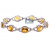 Womens Citrine Diamond Halo Bracelet 14K White Gold 22.94 Carat