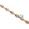 Womens Citrine Diamond Halo Bracelet 14K White Gold 22.94 Carat