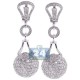 18K White Gold 9.91 ct Diamond Ball Womens Drop Earrings