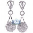 18K White Gold 9.91 ct Diamond Ball Womens Drop Earrings