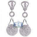 18K White Gold 9.91 ct Diamond Ball Womens Drop Earrings