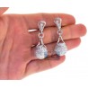 Womens Diamond Ball Drop Earrings 18K White Gold 9.91 Carat
