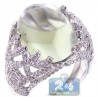 14K White Gold 17.74 ct Green Amethyst Diamond Womens Ring
