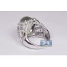 14K White Gold 17.74 ct Green Amethyst Diamond Womens Ring