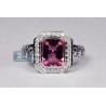 18K White Gold 2.85 ct Pink Tourmaline Diamond Womens Ring