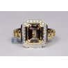 18K Yellow Gold 2.92 ct Bezel Tourmaline Diamond Womens Ring