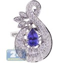 18K White Gold 3.04 ct Pear Tanzanite Diamond Womens Ring