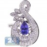 18K White Gold 3.04 ct Pear Tanzanite Diamond Womens Ring