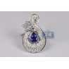 18K White Gold 3.04 ct Pear Tanzanite Diamond Womens Ring