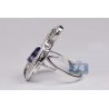 18K White Gold 3.04 ct Pear Tanzanite Diamond Womens Ring