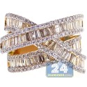 18K Yellow Gold 3.93 ct Baguette Diamond Womens Highway Ring