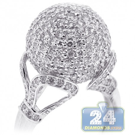 18K White Gold 4.20 ct Diamond Womens Ball Ring