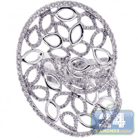 18K White Gold 1.34 ct Diamond Womens Filigree Loop Ring 