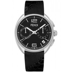 F212011011 Fendi Momento Chronograph Black Leather Mens Watch