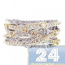 14K Two Tone Gold 1.26 ct Diamond Womens Highway Ring