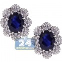 18K White Gold 8.07 ct Blue Sapphire Diamond Huggie Earrings