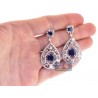 Womens Sapphire Diamond Dangle Earrings 18K White Gold 10.65 ct