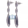Womens Blue Sapphire Diamond Drop Earrings 18K White Gold 5.31 ct