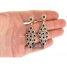 Womens Sapphire Diamond Chandelier Earrings 18K Yellow Gold 8.03
