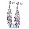 Womens Ruby Diamond Chandelier Earrings 18K White Gold 7.24 ct