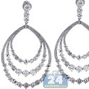 18K White Gold 17.26 ct Diamond Womens Layered Dangle Earrings