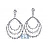 Womens Diamond Layered Dangle Earrings 18K White Gold 17.26 ct