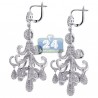 Womens Diamond Pave Chandelier Earrings 18K White Gold 8.68 ct