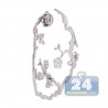 Womens Diamond Filigree Floral Pendant Matte 18K White Gold