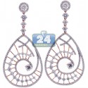 18K Rose Gold 6.08 ct Diamond Evil Eye Dangle Earrings 2.5 inch