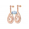 Womens Diamond Evil Eye Dangle Earrings 18K Rose Gold 6.08 ct