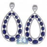 Womens Sapphire Diamond Open Earrings 18K White Gold 20.56 ct
