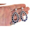 Womens Sapphire Diamond Open Earrings 18K White Gold 20.56 ct
