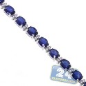18K White Gold 11.11 ct Blue Sapphire Diamond Womens Bracelet
