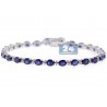 Womens Sapphire Diamond Tennis Bracelet 18K White Gold 11.11 ct