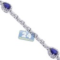 18K White Gold 3.81 ct Pear Sapphire Diamond Womens Bracelet