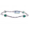 Womens Pear Emerald Diamond Halo Bracelet 18K White Gold 3.40 ct