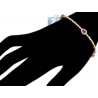 Womens Pear Ruby Diamond Halo Bracelet 18K Yellow Gold 3.71 ct