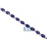 Womens Blue Sapphire Diamond Bracelet 18K White Gold 19.63 ct 7.5"
