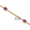 Womens Ruby Diamond Tennis Bracelet 18K Yellow Gold 4.02 ct 7.5"