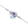 Womens Tanzanite Diamond Bracelet 18K White Gold 3.39 ct 8.25"