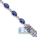 18K White Gold 11.17 ct Diamond Blue Sapphire Tennis Necklace