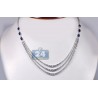 Womens Diamond Blue Sapphire Tennis Necklace 18K White Gold