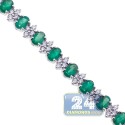 18K White Gold 41.05 ct Emerald Diamond Womens Necklace