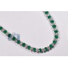 Womens Emerald Diamond Tennis Necklace 18K White Gold 7mm 17"